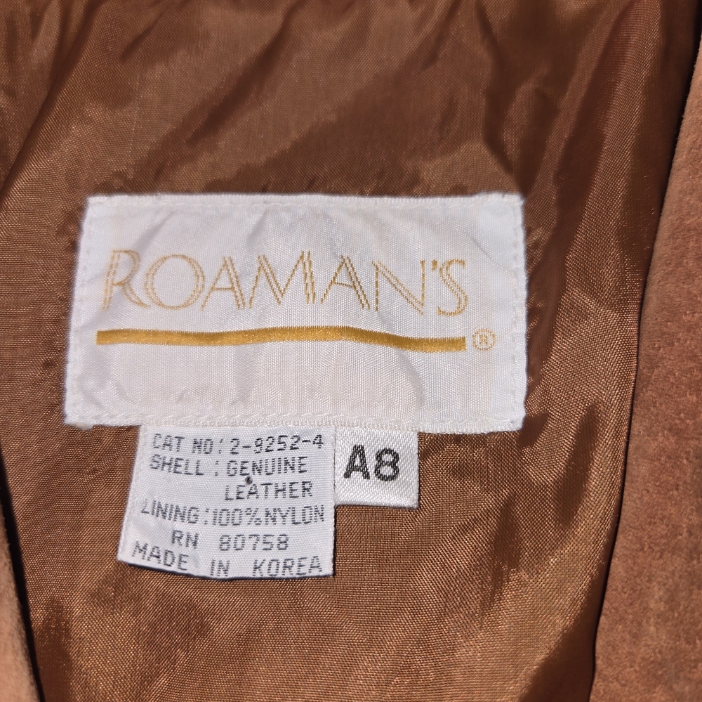 Roaman's Brown Suede Leather Jacket with Fringe - Picture 12 of 15